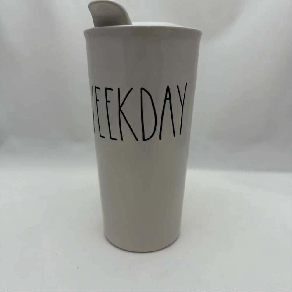 ☕ Rae Dunn WEEKDAY Travel Mug with Lid Ceramic Cup